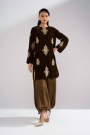 2 Pc Embroidered Velvet Suit