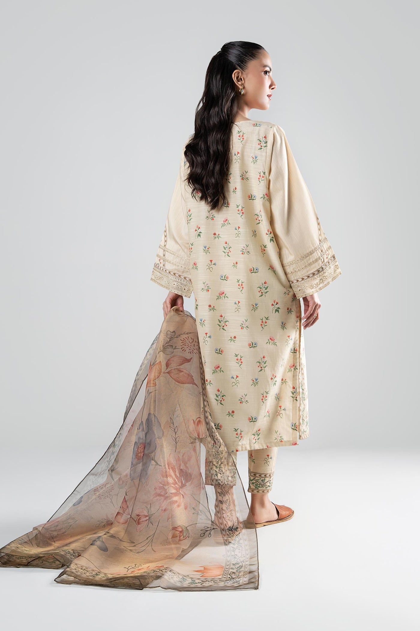 3 Pc Printed Slub Suit