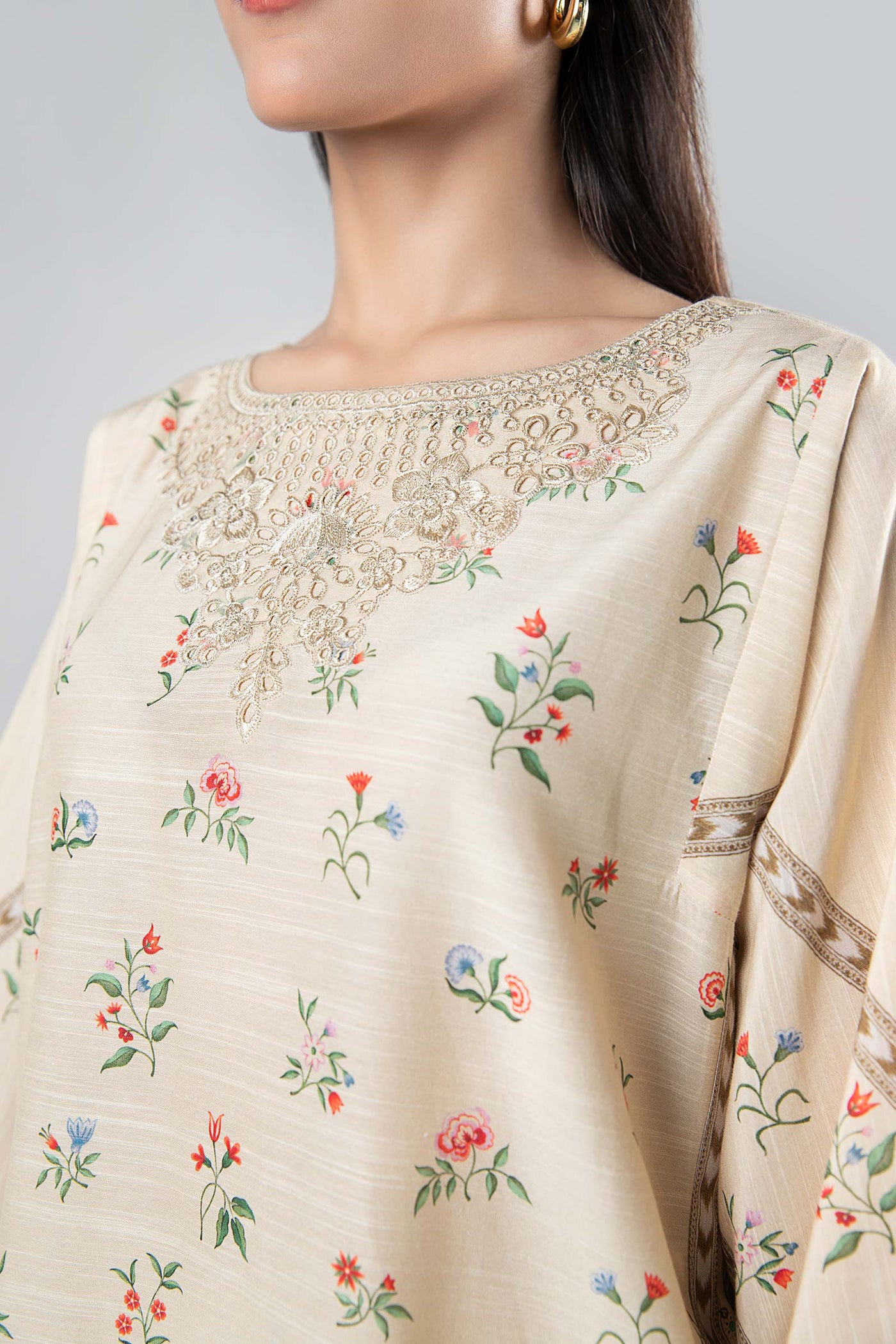 3 Pc Printed Slub Suit