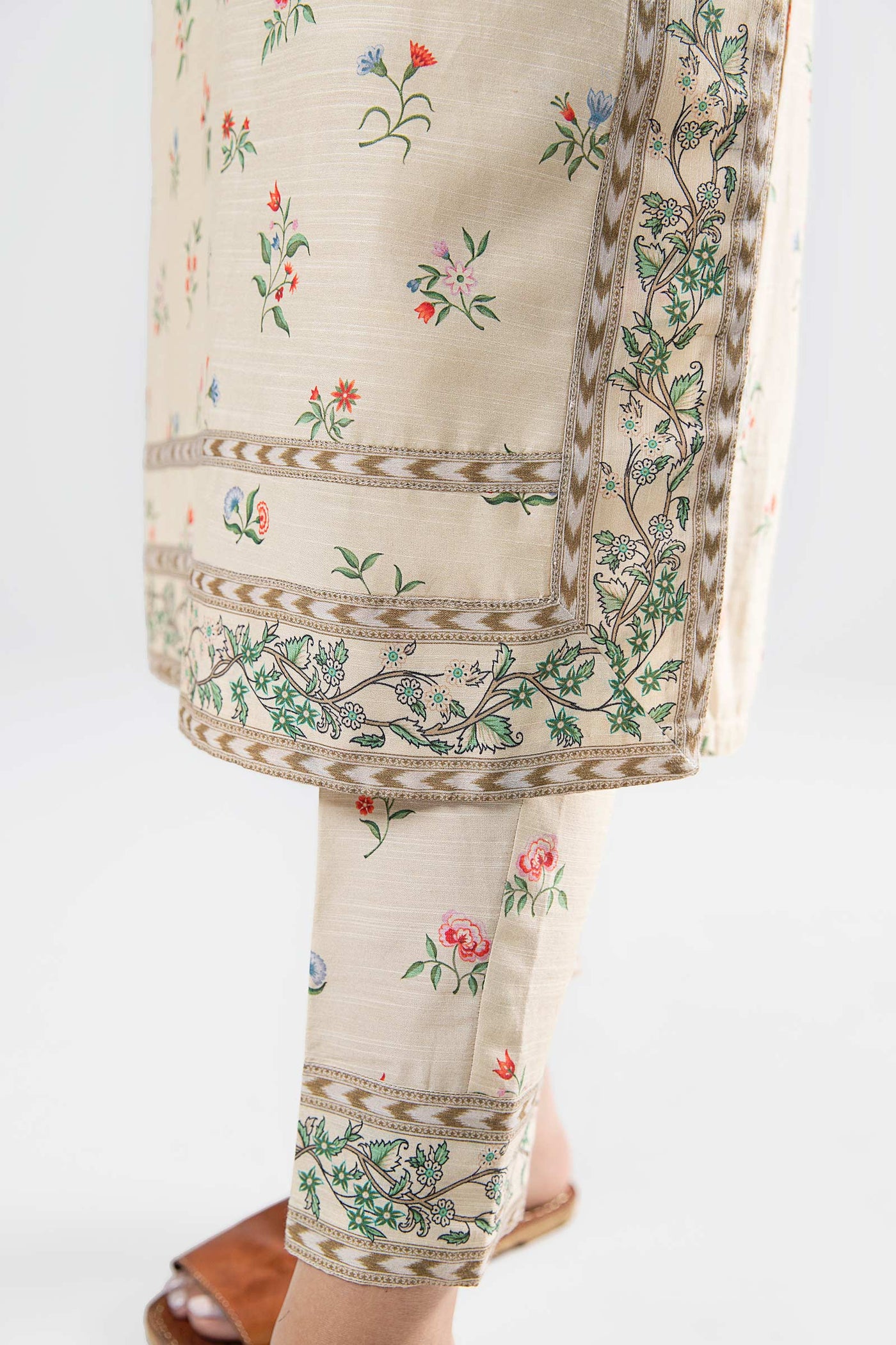 3 Pc Printed Slub Suit