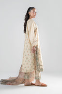 3 Pc Printed Slub Suit