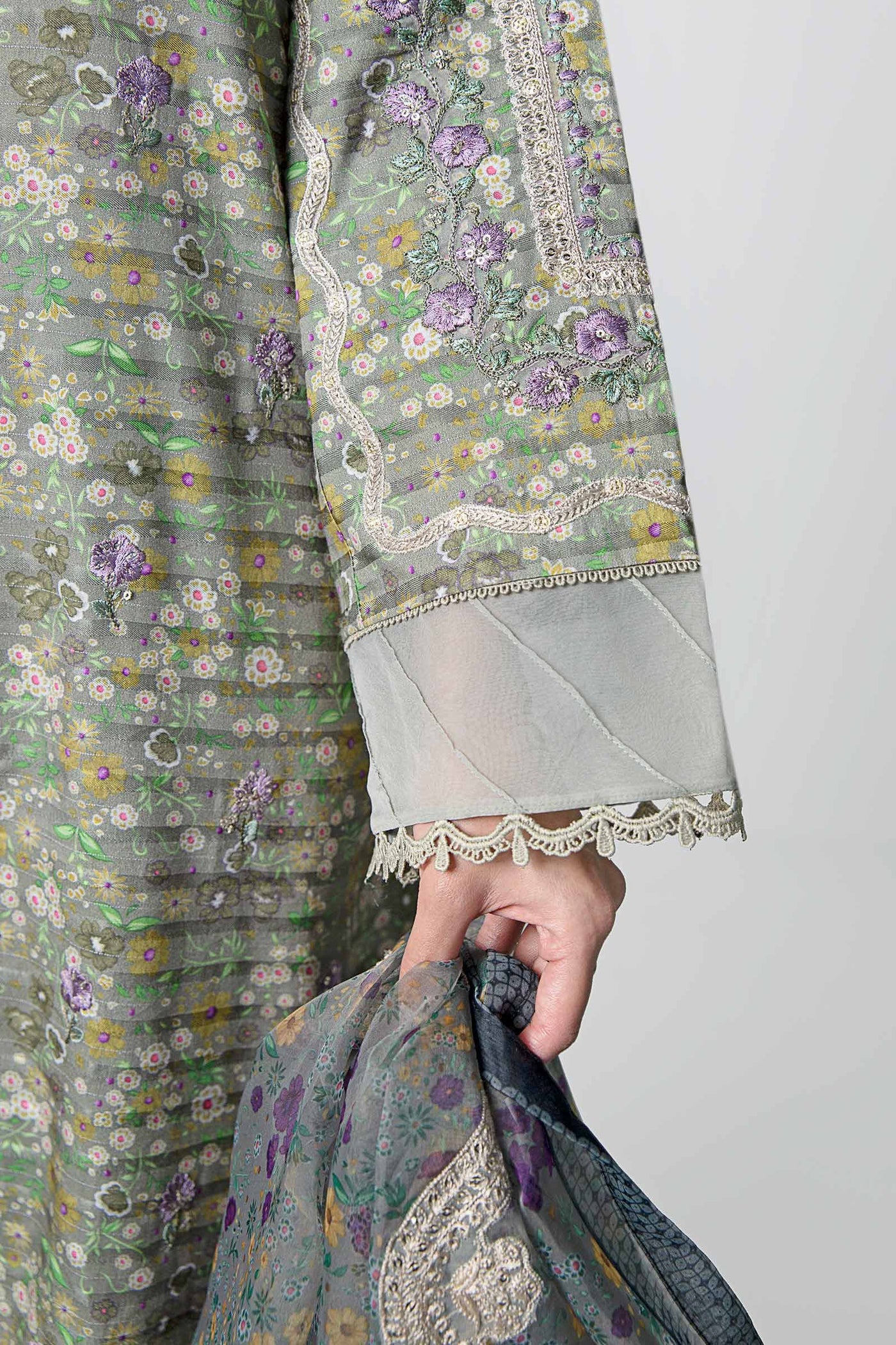 3 Pc Printed Textured Suit