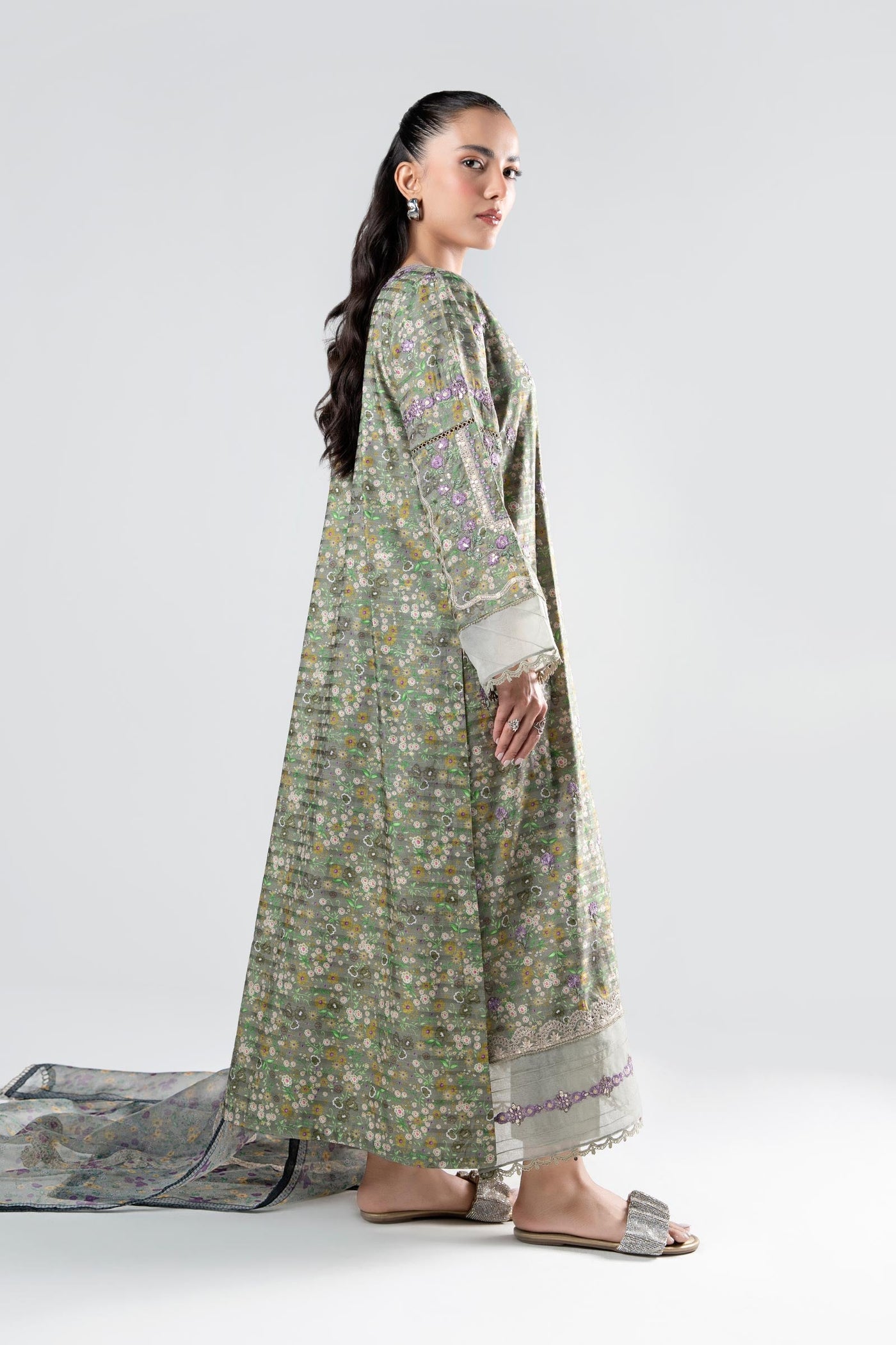 3 Pc Printed Textured Suit