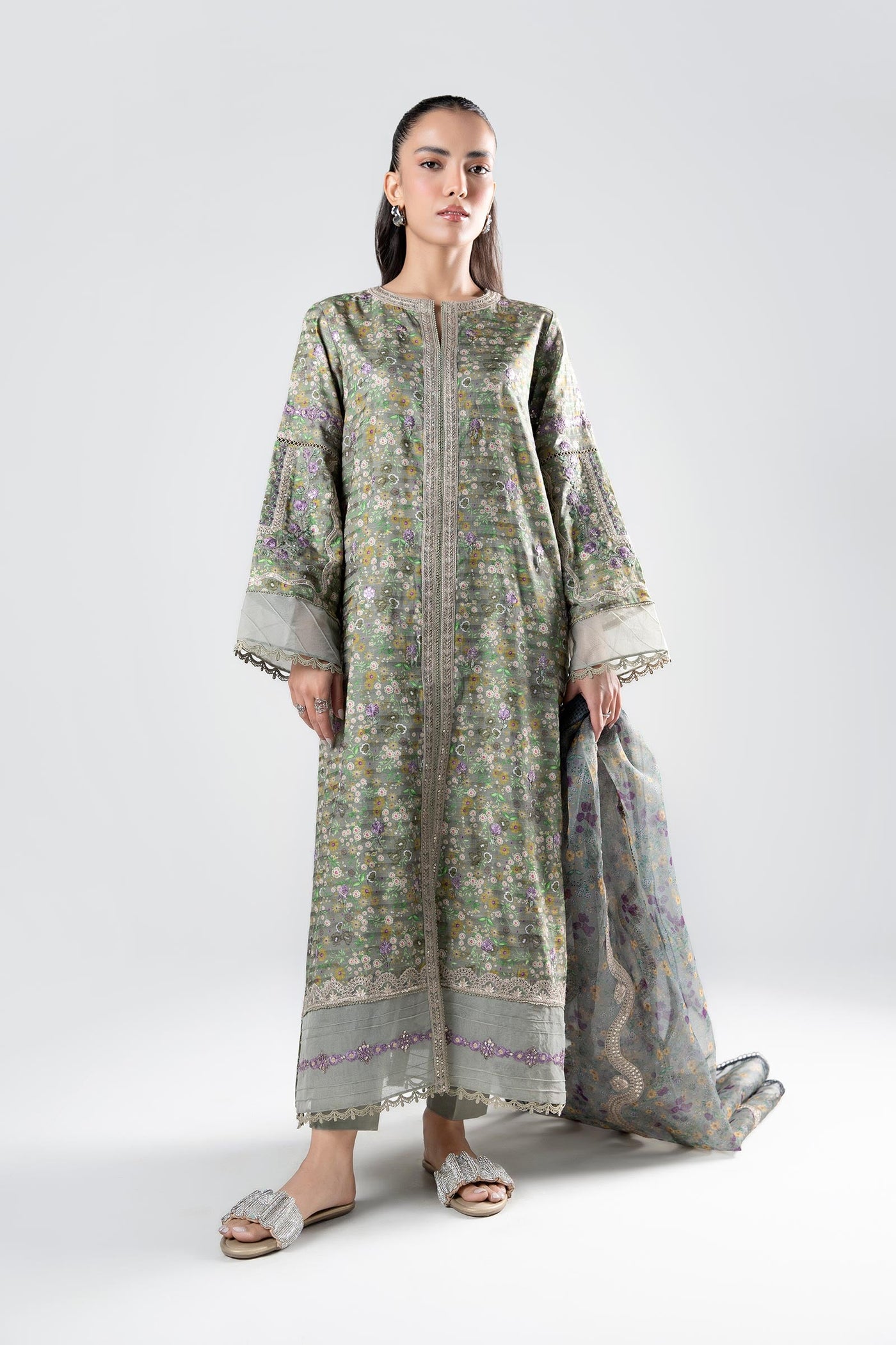 3 Pc Printed Textured Suit