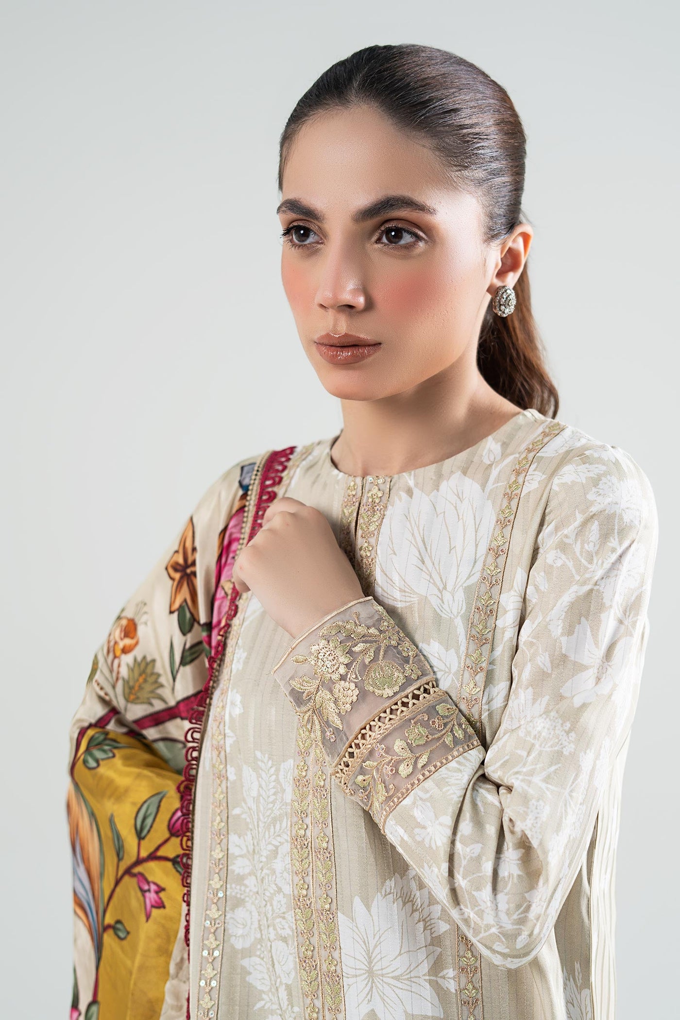 3 Pc Printed Textured Suit