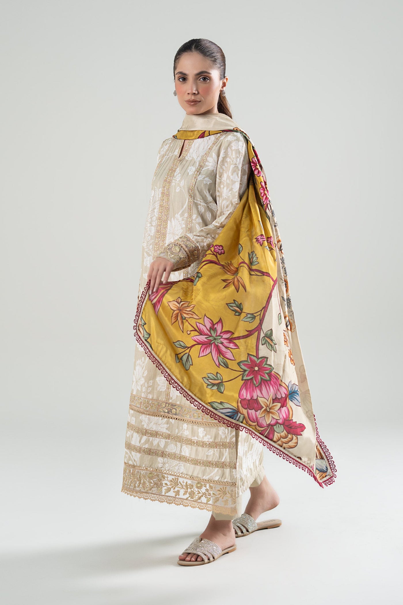 3 Pc Printed Textured Suit