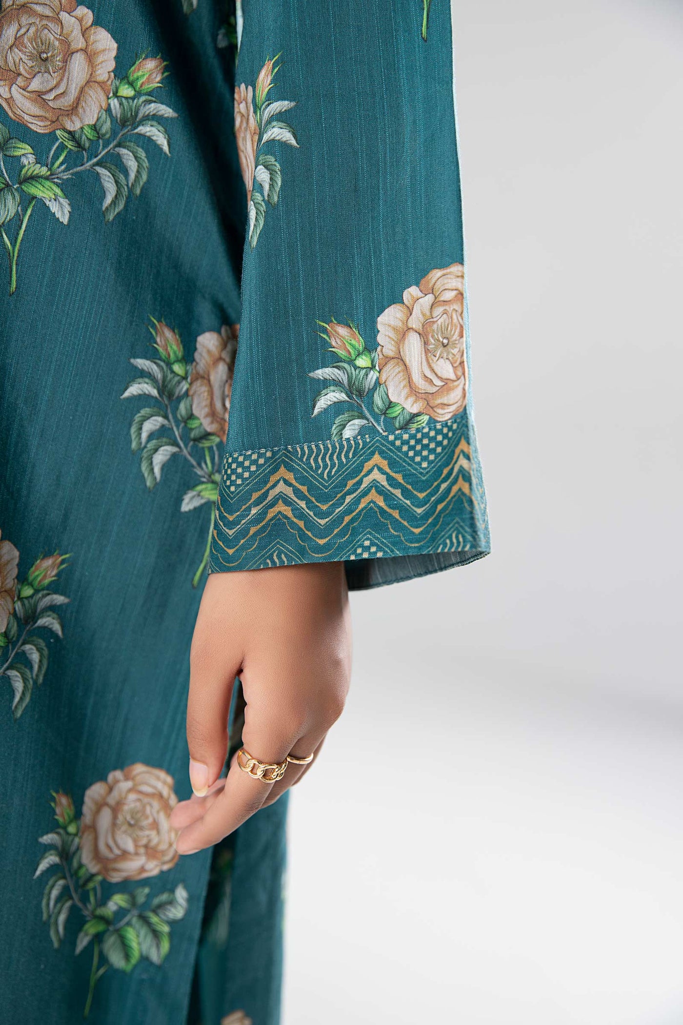 3 Pc Embroidered Slub Suit