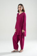 2 Pc Embroidered Linen Suit