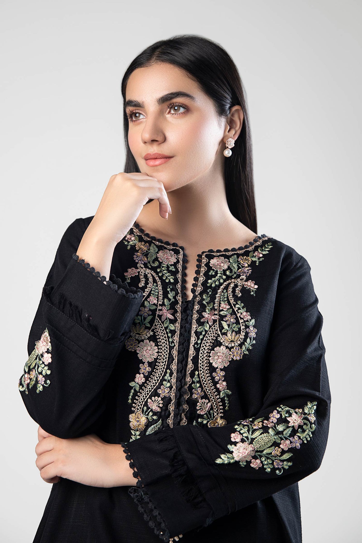 Embroidered Khaddar Shirt