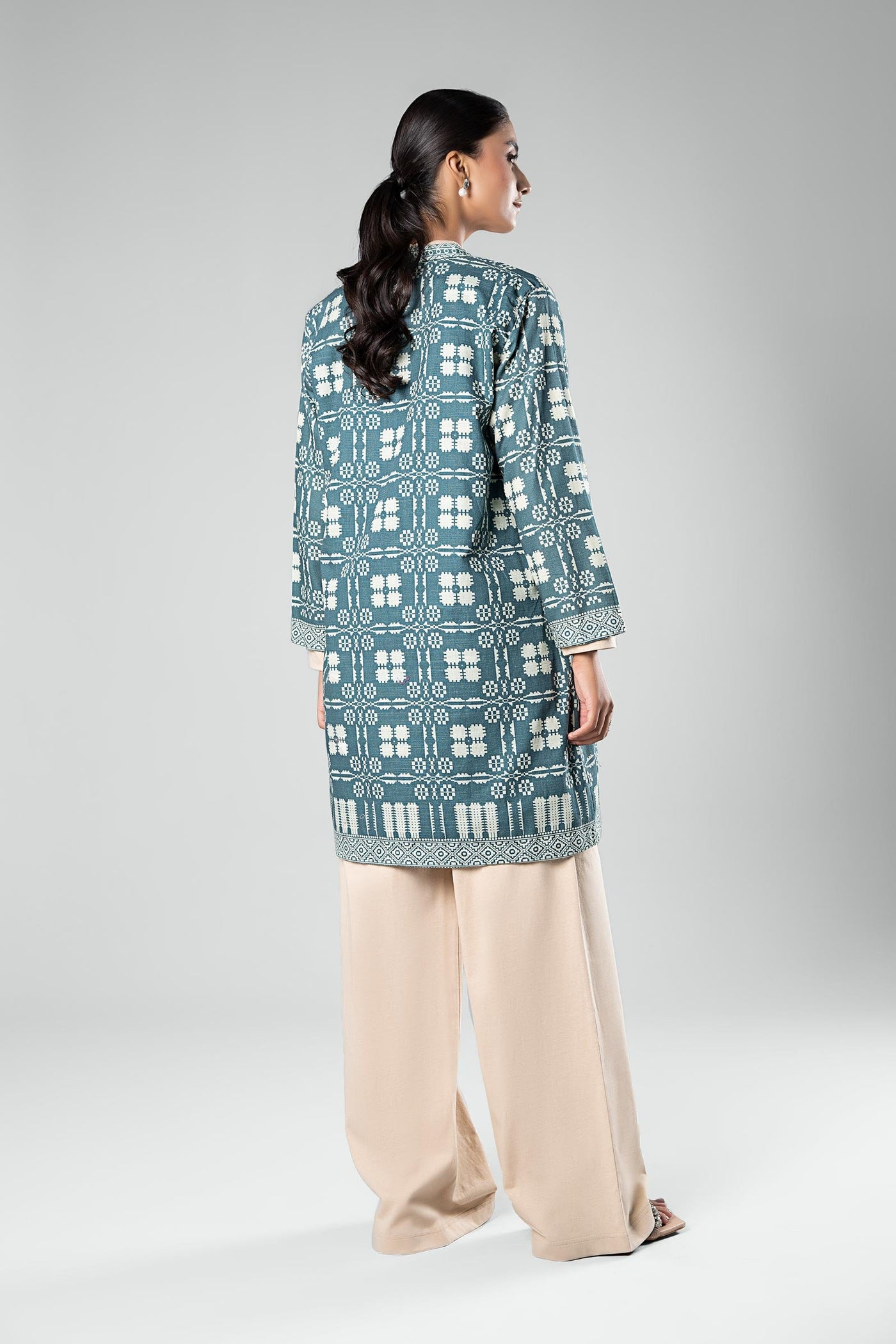 Printed Khaddar Kimono Jacket