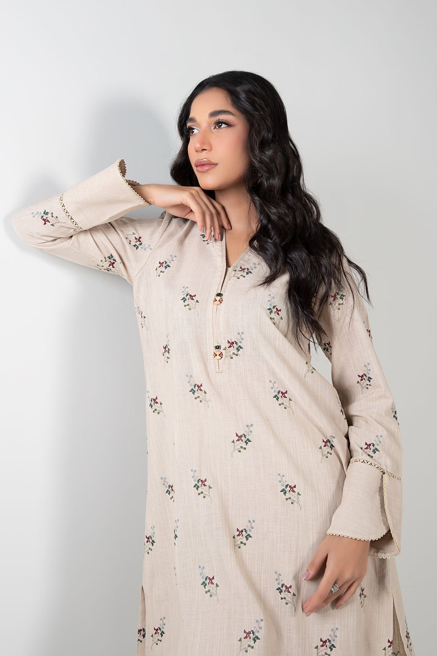 3 Pc Embroidered Khaddar Suit