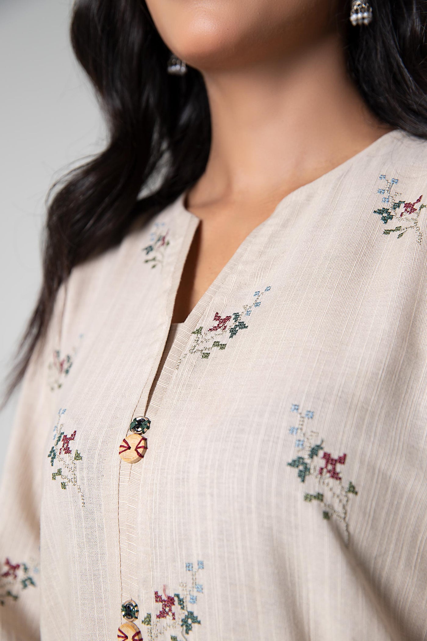 3 Pc Embroidered Khaddar Suit