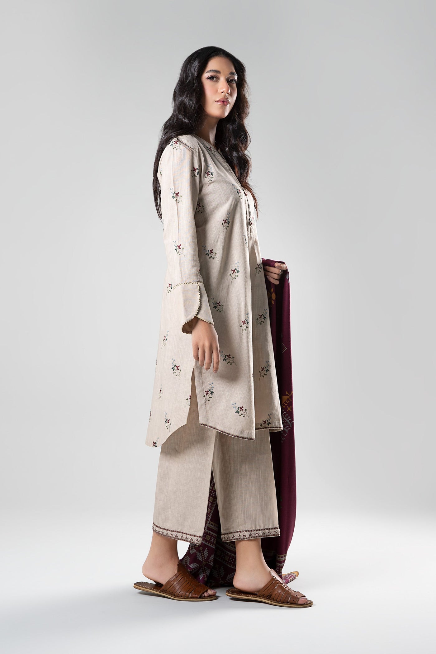 3 Pc Embroidered Khaddar Suit