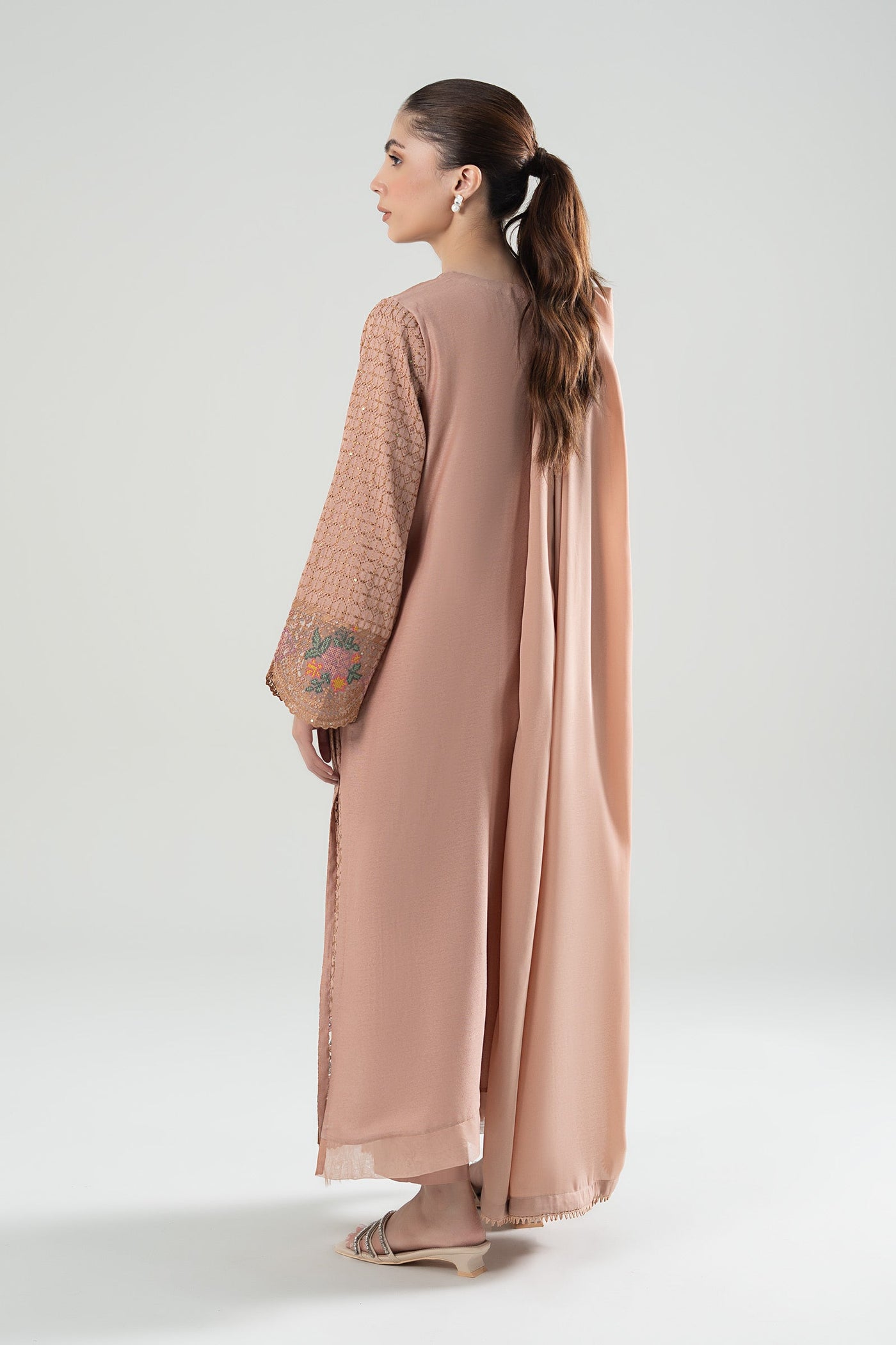 3 Pc Embroidered Karandi Suit