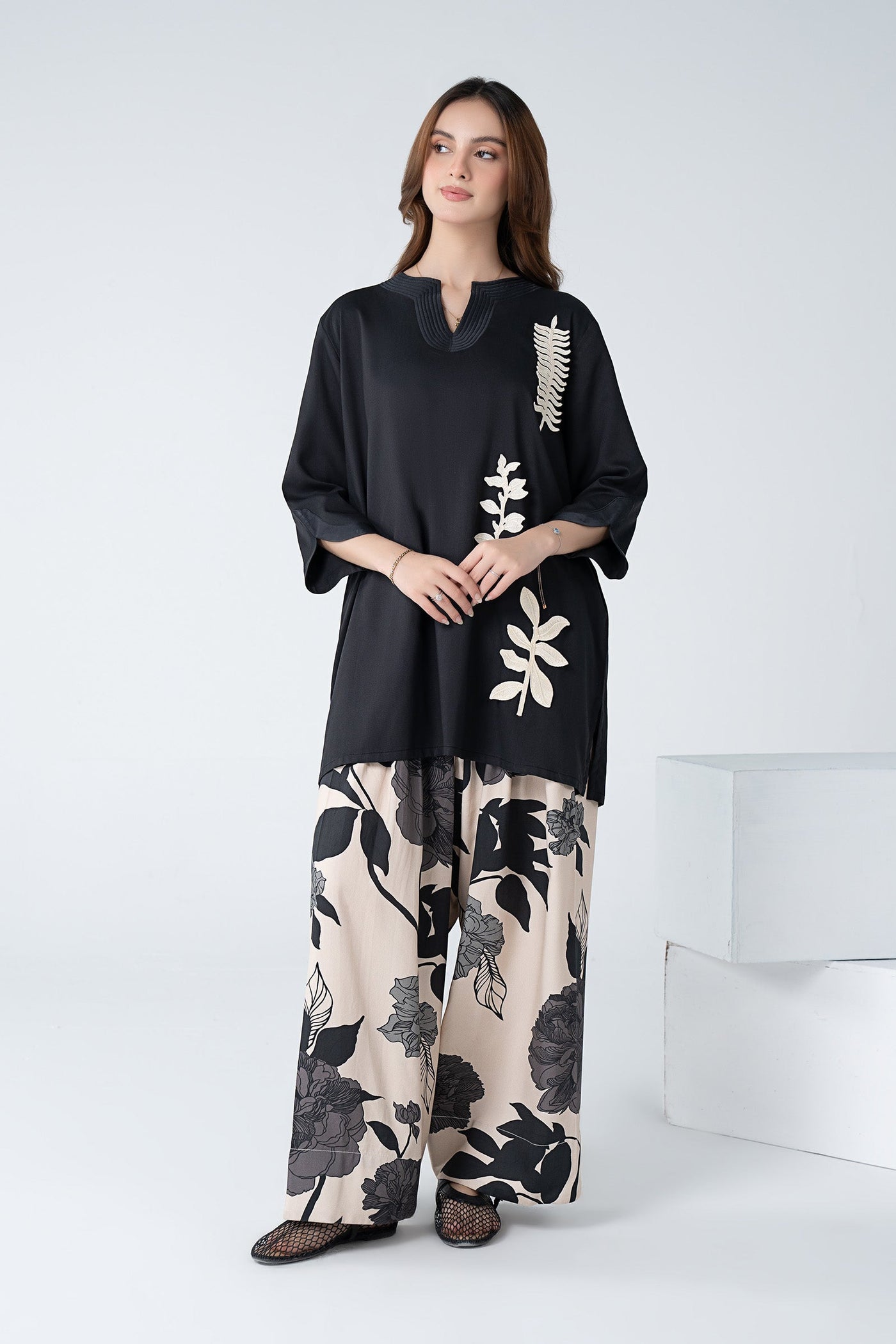 2 Pc Embroidered Twill Suit