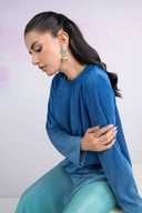 2 Pc Dyed Pleated Silk Striped Suit