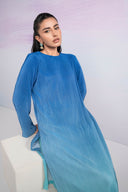 2 Pc Dyed Pleated Silk Striped Suit