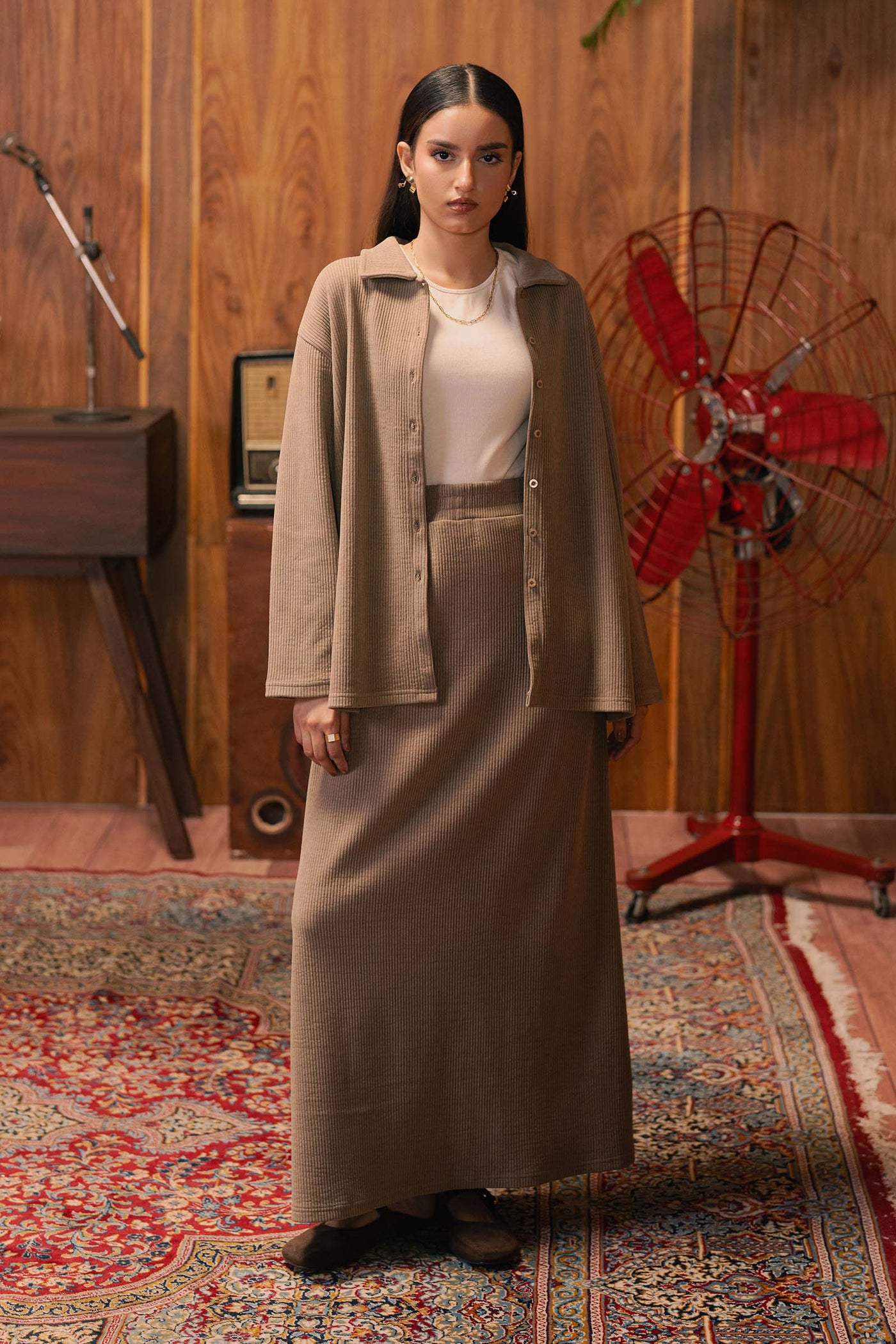 Ribbed Maxi Skirt Set