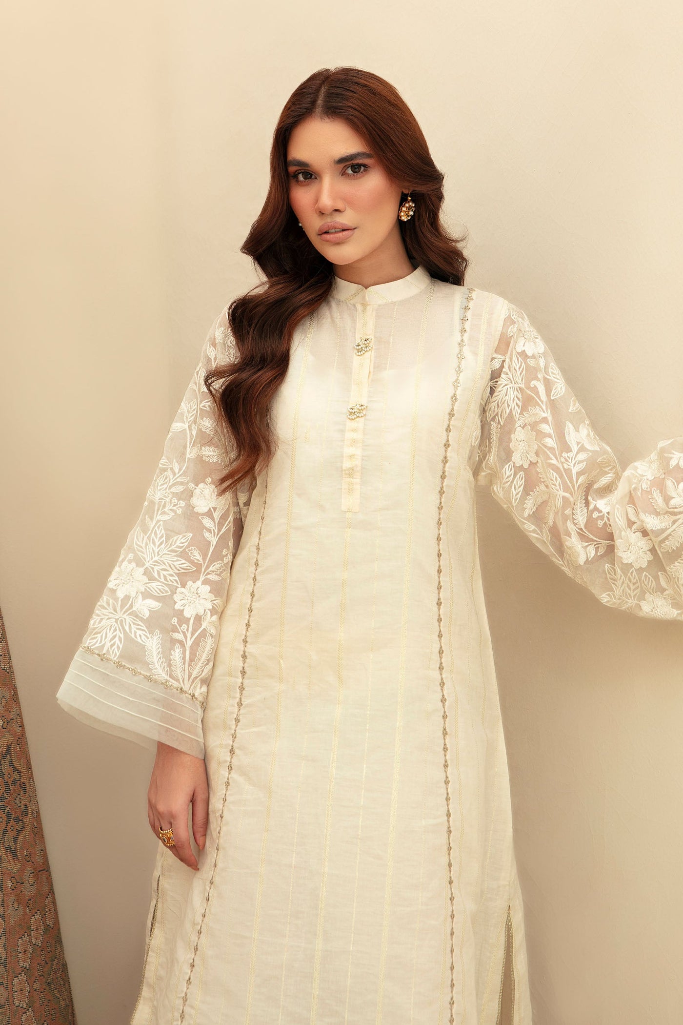 2 Pc Embroidered Raw Silk Suit