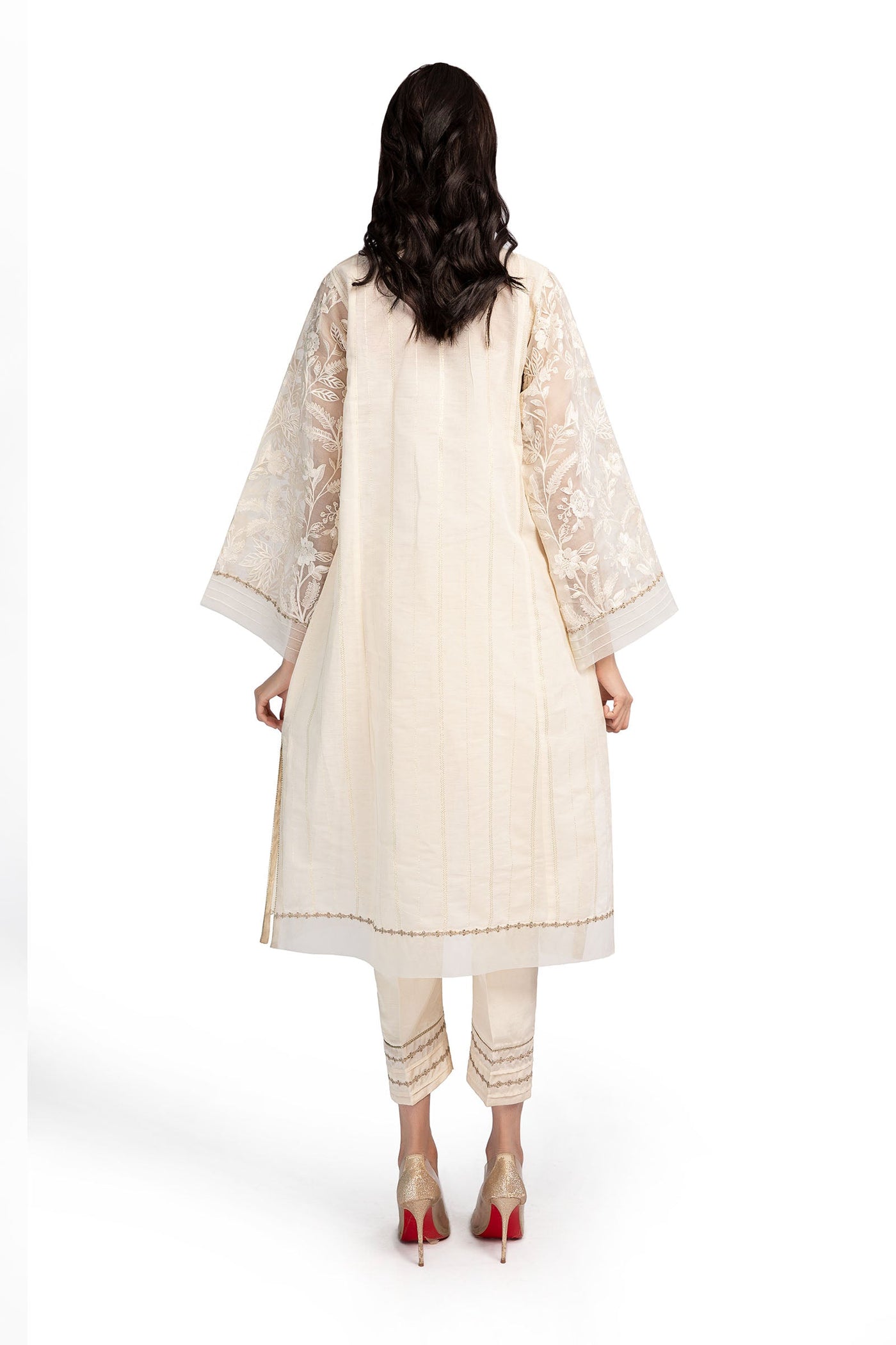 2 Pc Embroidered Raw Silk Suit