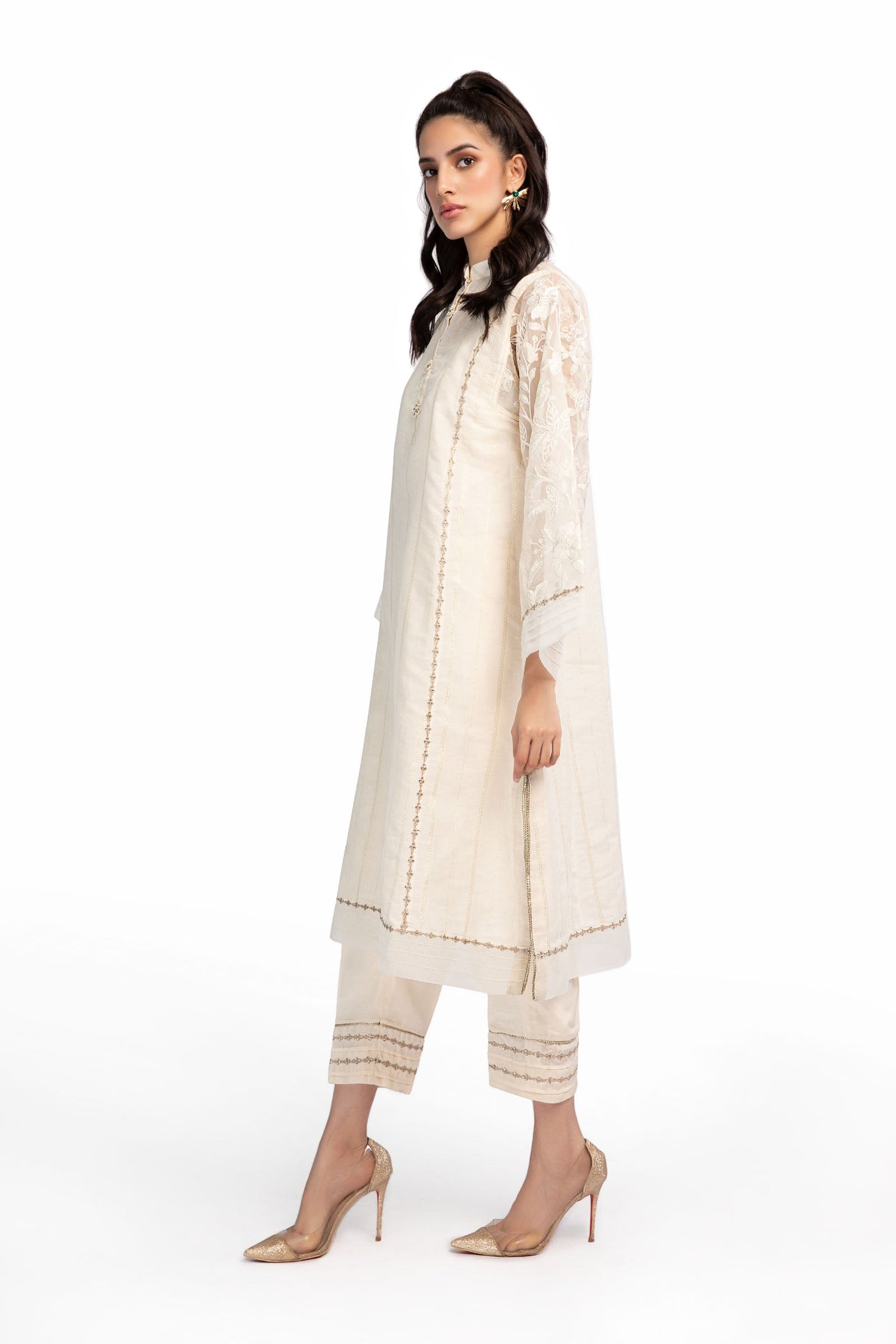 2 Pc Embroidered Raw Silk Suit