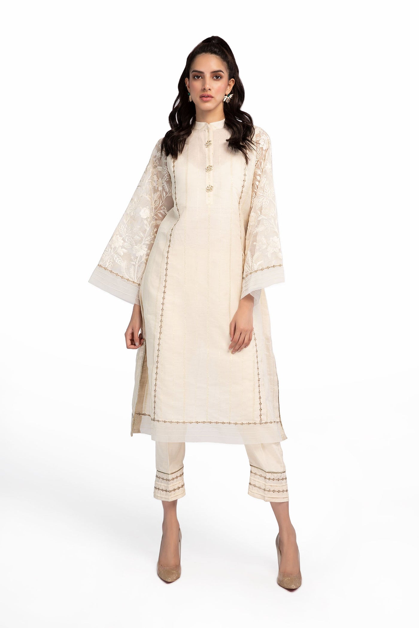 2 Pc Embroidered Raw Silk Suit