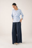 Belted Poplin Top