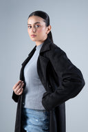 Suede Double Breasted Coat