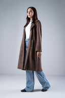 Suede Double Breasted Coat