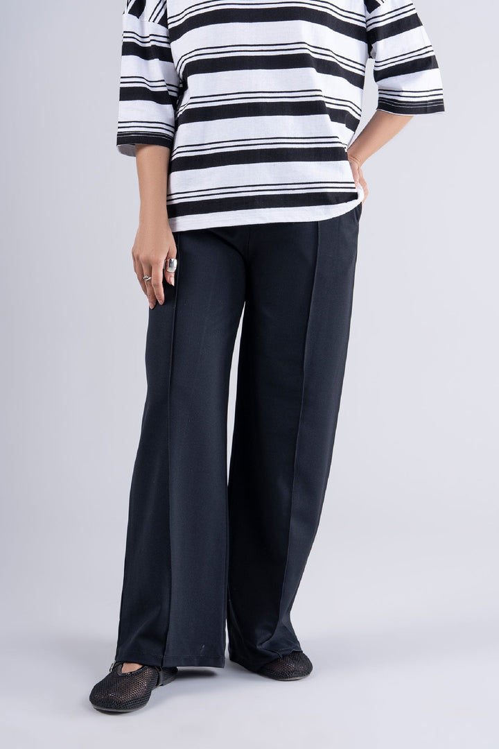 Wide Leg Knitted Pants | WEST-S25-36 m-basic Bottoms All WESTS36-ESM-BLK